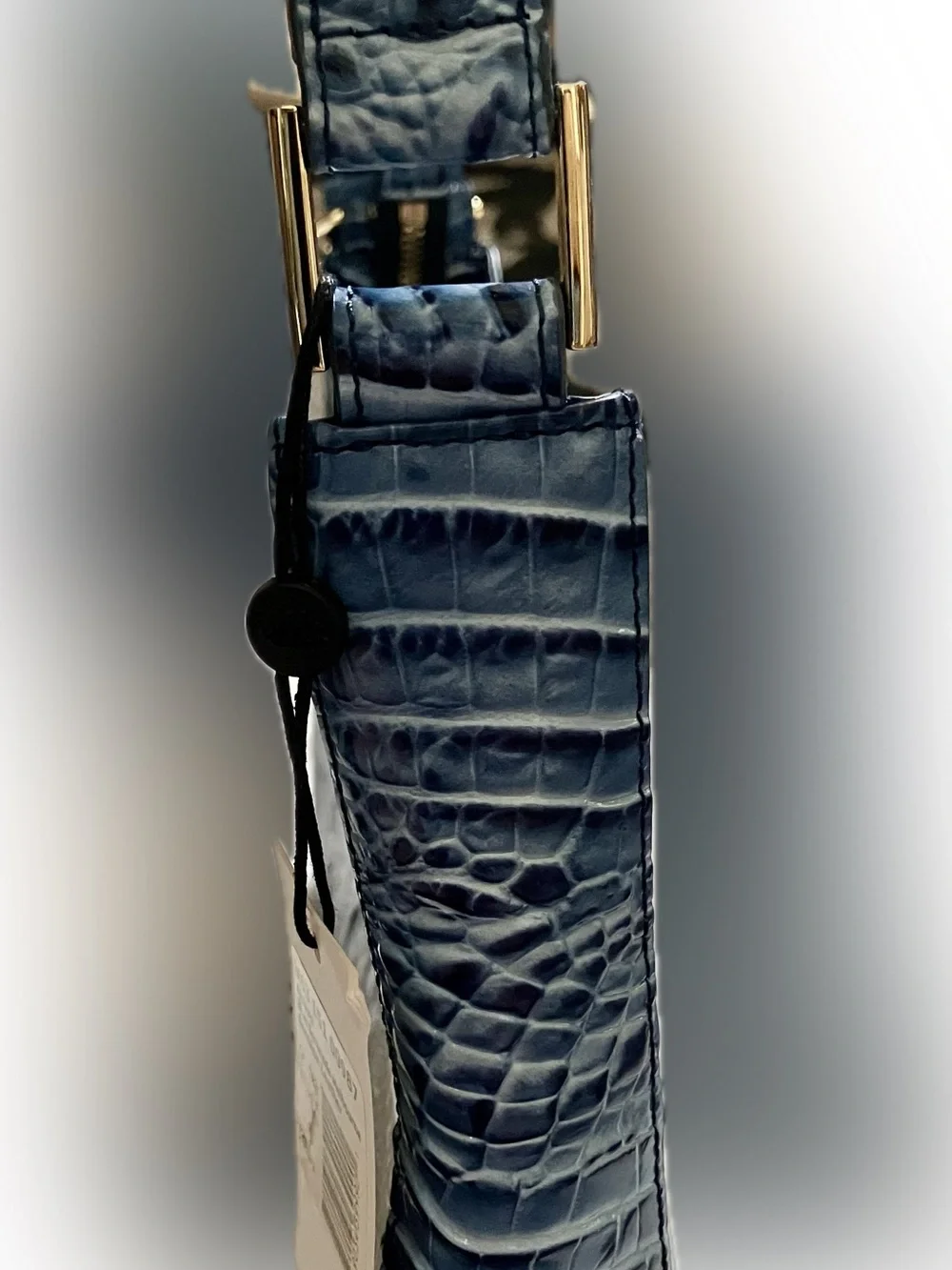 Brahmin Blue Croc-Embossed Leather Shoulder Bag